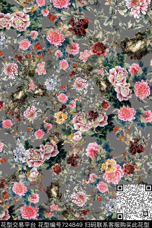 Chinesewindpeony数码印花华亿平台下载（图片编号: 724849） - 瓦栏（Walan）