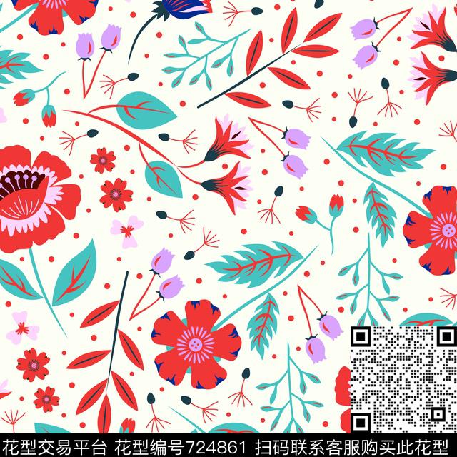 大花花卉家纺传统印花华亿平台下载（图片编号: 724861） - 瓦栏（Walan）