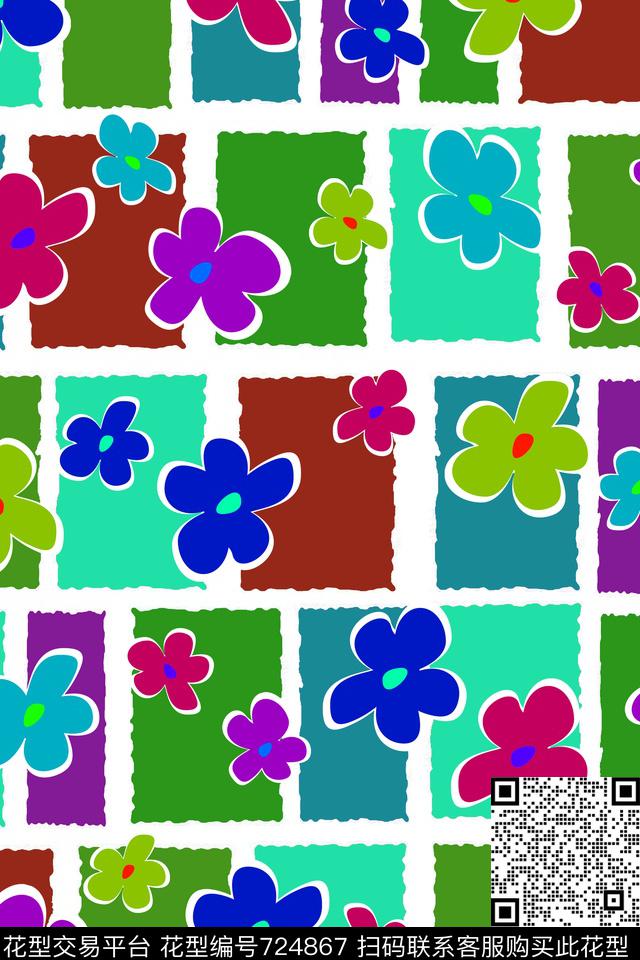 大花花朵水彩花卉传统印花华亿平台下载（图片编号: 724867） - 瓦栏（Walan）