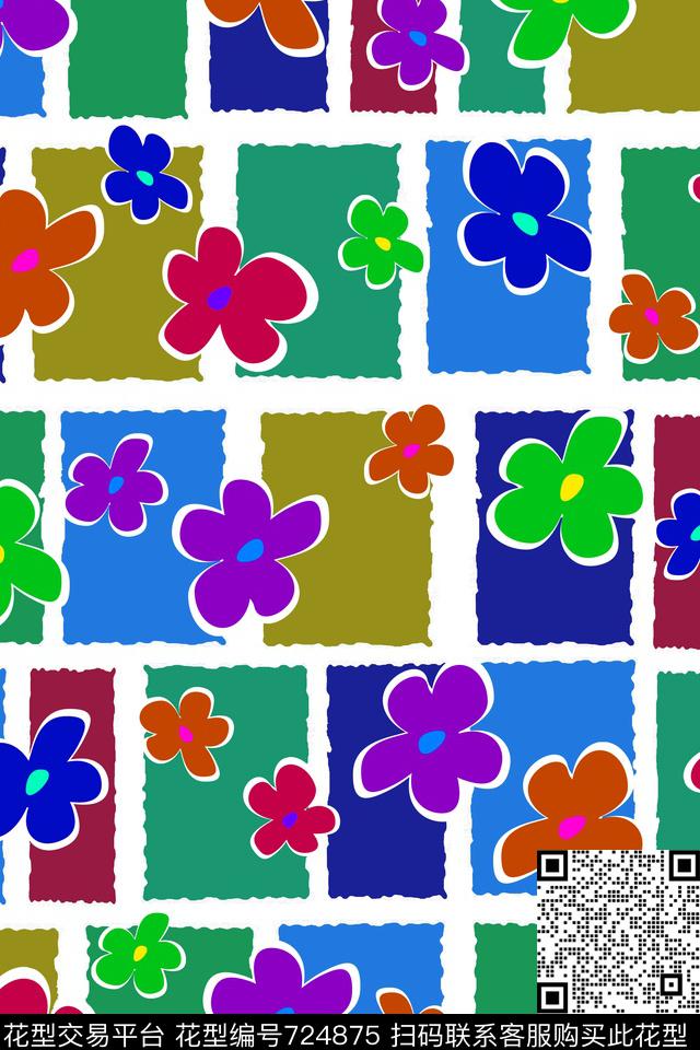 大花花朵水彩花卉传统印花华亿平台下载（图片编号: 724875） - 瓦栏（Walan）