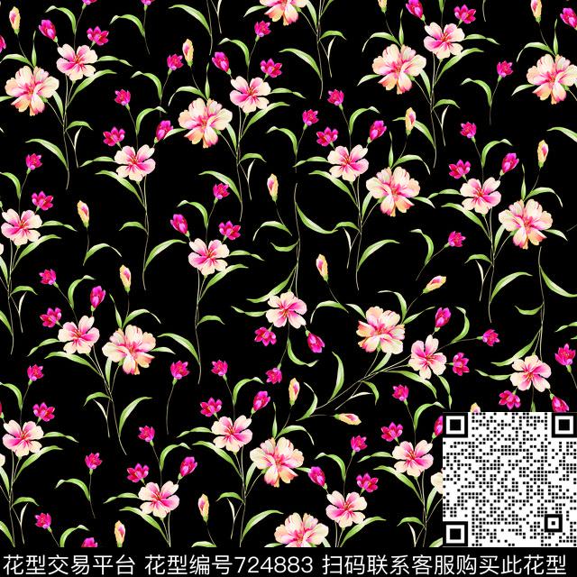 花瓣小碎花花朵数码印花华亿平台下载（图片编号: 724883） - 瓦栏（Walan）