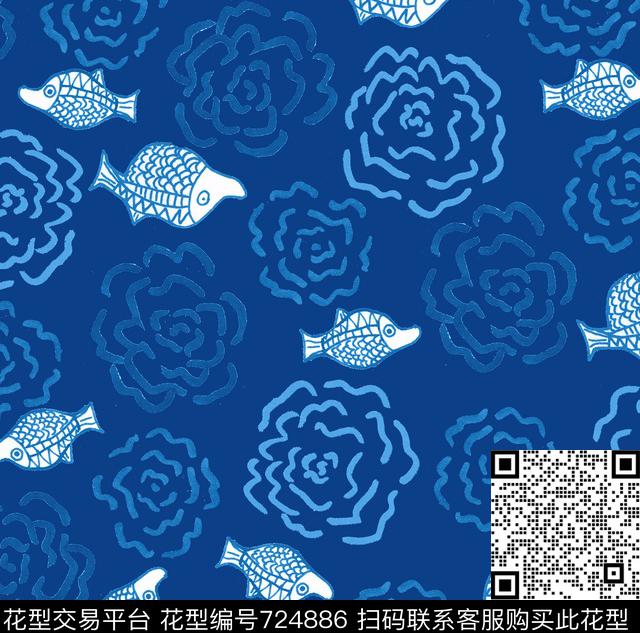 时尚东洋华亿平台时尚男装原创手绘传统印花华亿平台下载（图片编号: 724886） - 瓦栏（Walan）