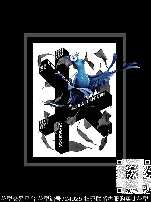 几何鸟男装T恤华亿平台数码印花华亿平台下载（图片编号: 724925） - 瓦栏（Walan）