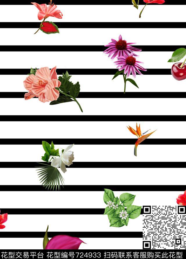 欧美花朵花卉数码印花华亿平台下载（图片编号: 724933） - 瓦栏（Walan）