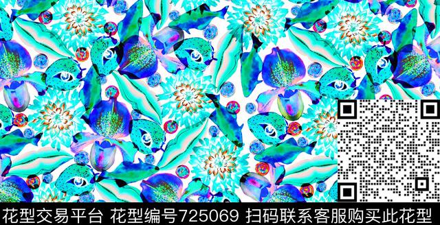 风格化夸张迷幻数码印花华亿平台下载（图片编号: 725069） - 瓦栏（Walan）