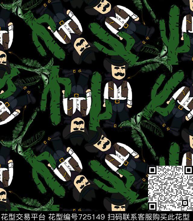 杜嘉班纳胡子大叔仙人掌数码印花华亿平台下载（图片编号: 725149） - 瓦栏（Walan）