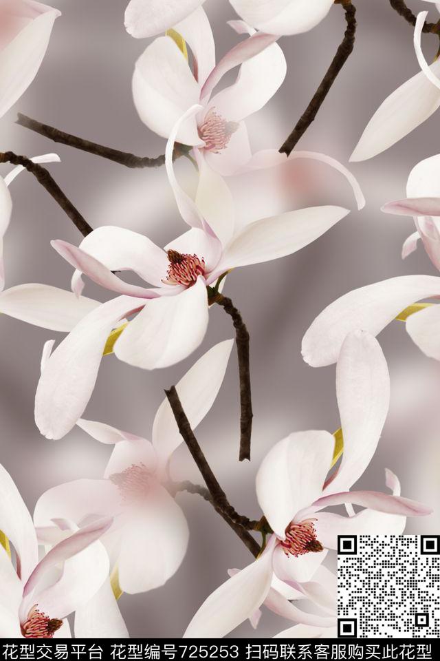 抽象手绘水彩画3D花卉数码印花时尚了女装裙子朦胧渐变纹理印花复古大牌清爽春夏泳装印花数码印花华亿平台下载（图片编号: 725253） - 瓦栏（Walan）