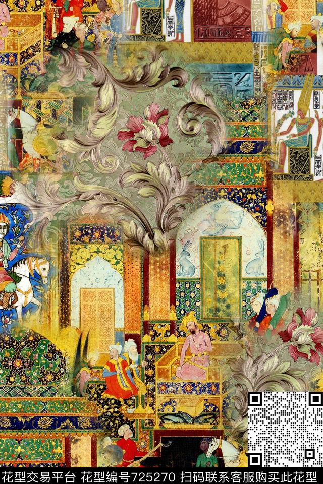民族风肌理风景数码印花华亿平台下载（图片编号: 725270） - 瓦栏（Walan）
