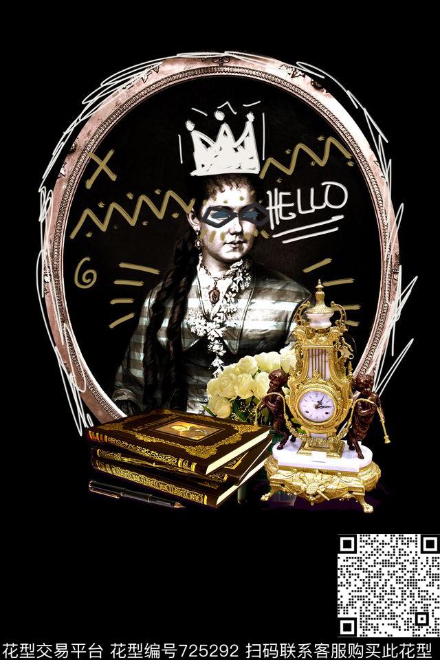 搞怪英文漫画人物数码印花华亿平台下载（图片编号: 725292） - 瓦栏（Walan）