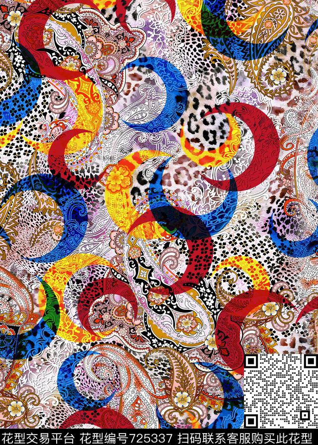 动物纹豹纹几何数码印花华亿平台下载（图片编号: 725337） - 瓦栏（Walan）