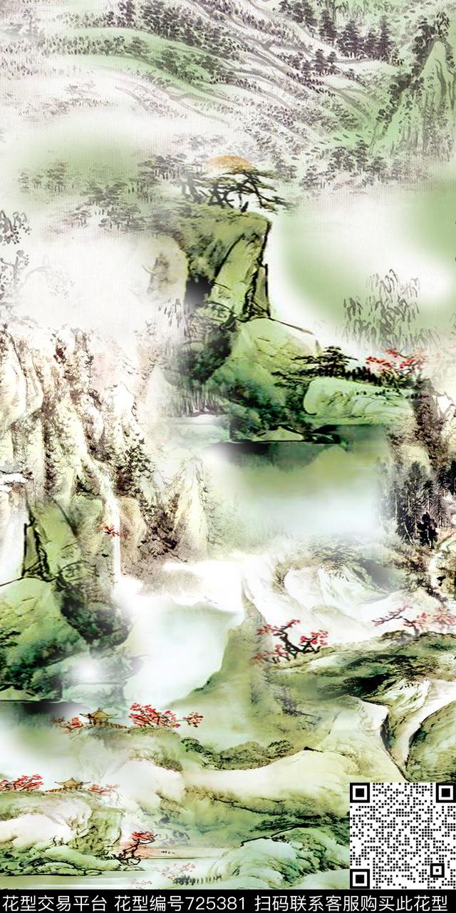 山脉山川风景数码印花华亿平台下载（图片编号: 725381） - 瓦栏（Walan）