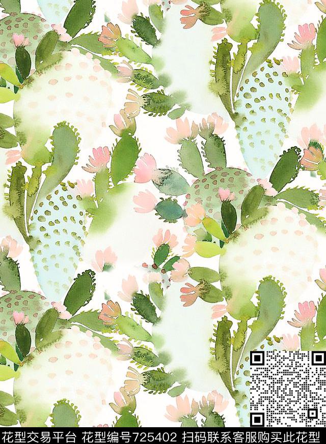 DG热带仙人掌数码印花华亿平台下载（图片编号: 725402） - 瓦栏（Walan）