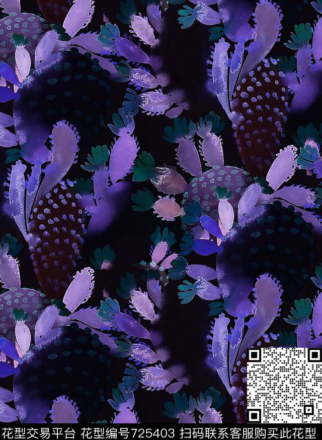 DG热带仙人掌数码印花华亿平台下载（图片编号: 725403） - 瓦栏（Walan）