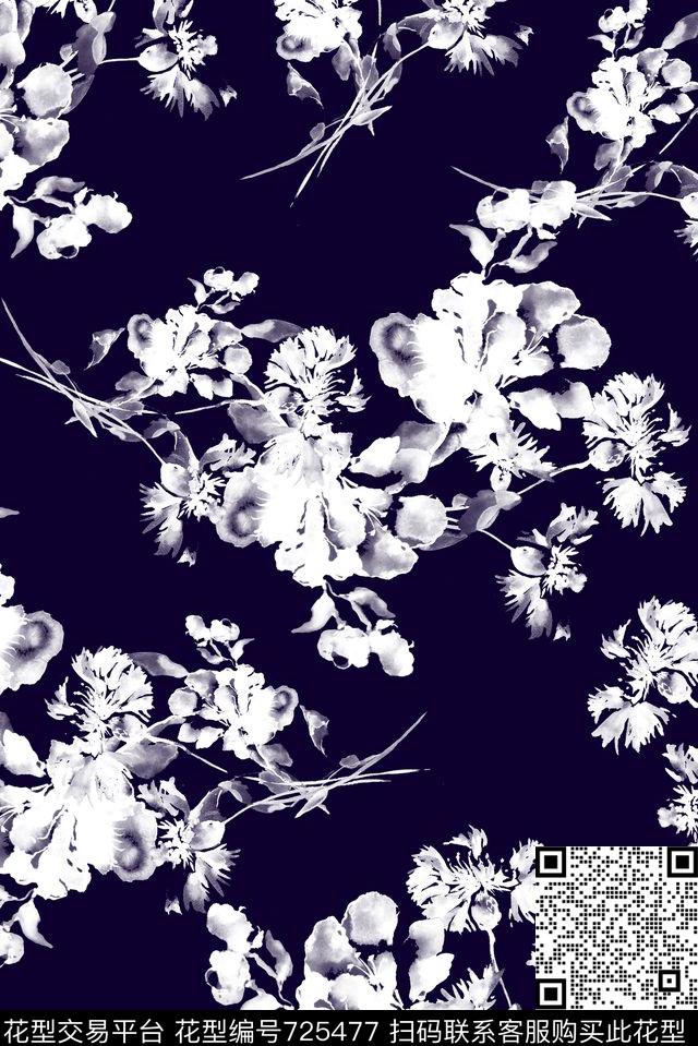 白色半透明花卉数码印花华亿平台下载（图片编号: 725477） - 瓦栏（Walan）