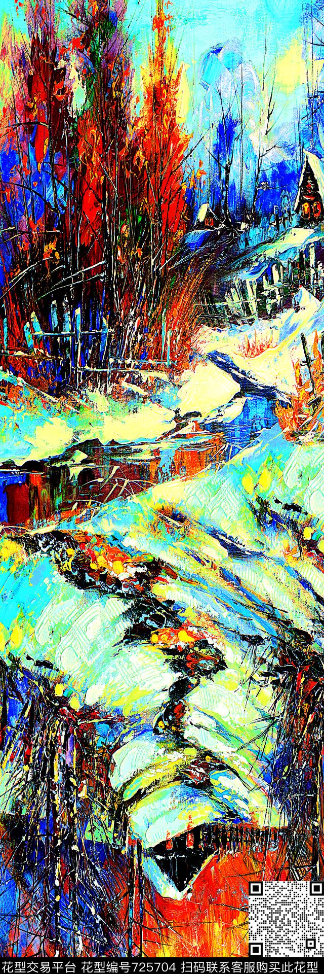 披肩长巾风景抽象数码印花华亿平台下载（图片编号: 725704） - 瓦栏（Walan）