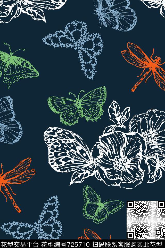 趣味抽象花朵传统印花华亿平台下载（图片编号: 725710） - 瓦栏（Walan）