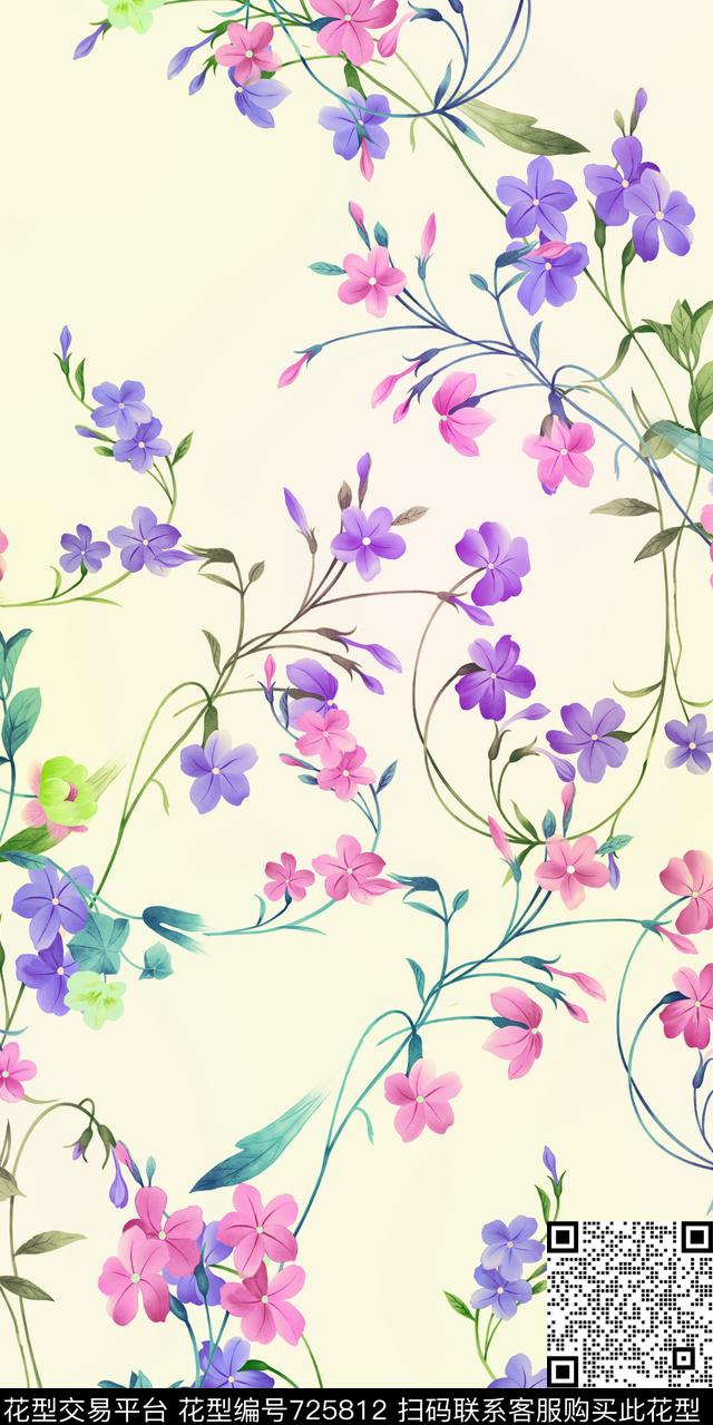 小碎花手绘花小清新数码印花华亿平台下载（图片编号: 725812） - 瓦栏（Walan）