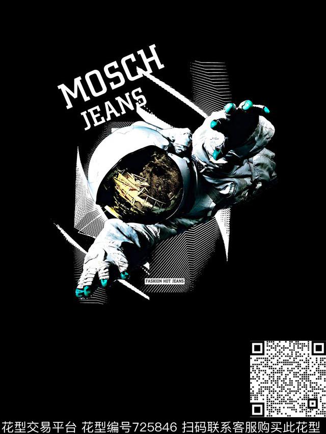 几何宇航员太空传统印花华亿平台下载（图片编号: 725846） - 瓦栏（Walan）