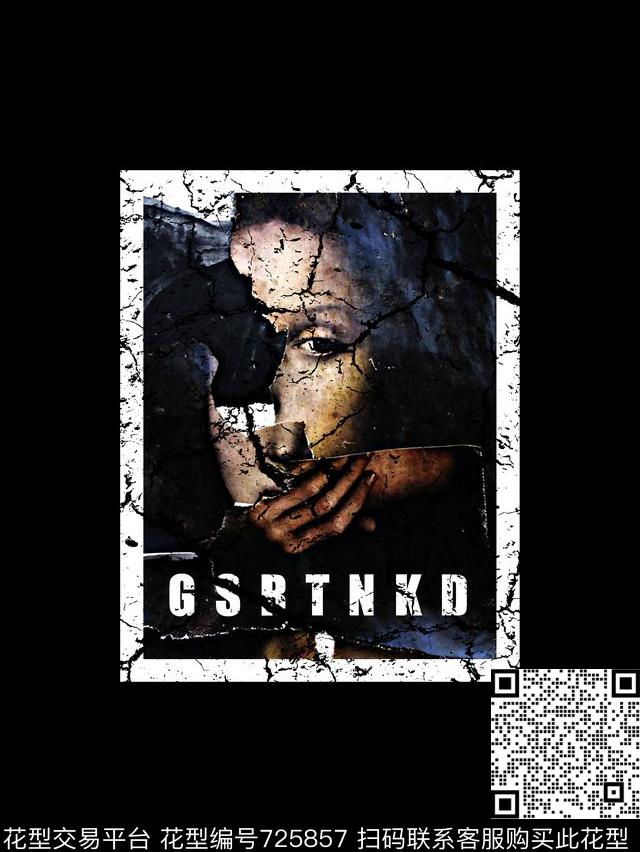 人物像裂纹男装T恤华亿平台数码印花华亿平台下载（图片编号: 725857） - 瓦栏（Walan）