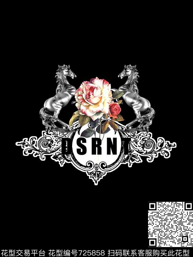 花卉马男装T恤华亿平台数码印花华亿平台下载（图片编号: 725858） - 瓦栏（Walan）