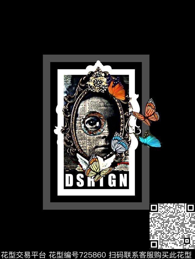 人物像蝴蝶男装T恤华亿平台数码印花华亿平台下载（图片编号: 725860） - 瓦栏（Walan）