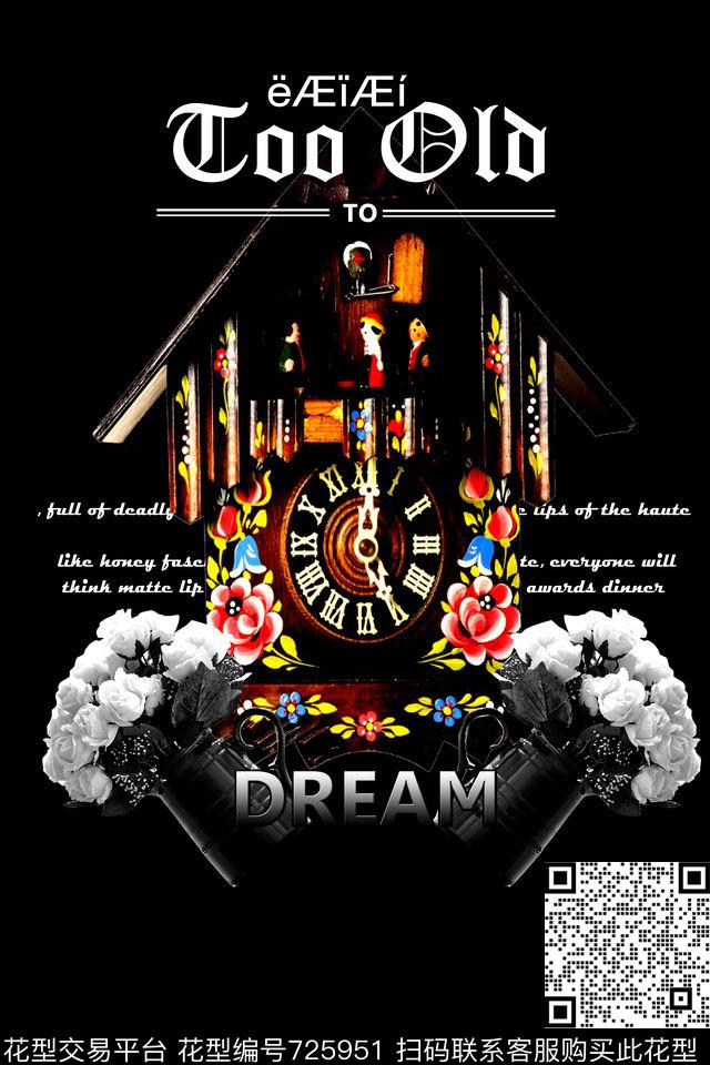 花卉复古英文数码印花华亿平台下载（图片编号: 725951） - 瓦栏（Walan）