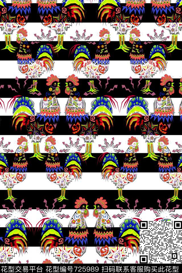 鸡条纹多彩数码印花华亿平台下载（图片编号: 725989） - 瓦栏（Walan）