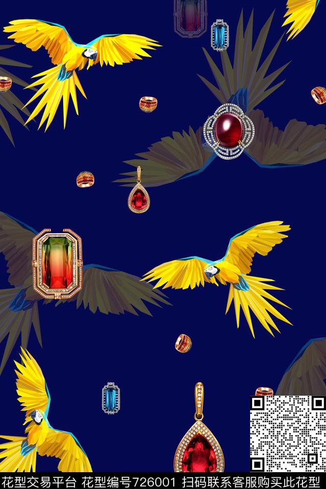 鸟珠宝宝石数码印花华亿平台下载（图片编号: 726001） - 瓦栏（Walan）
