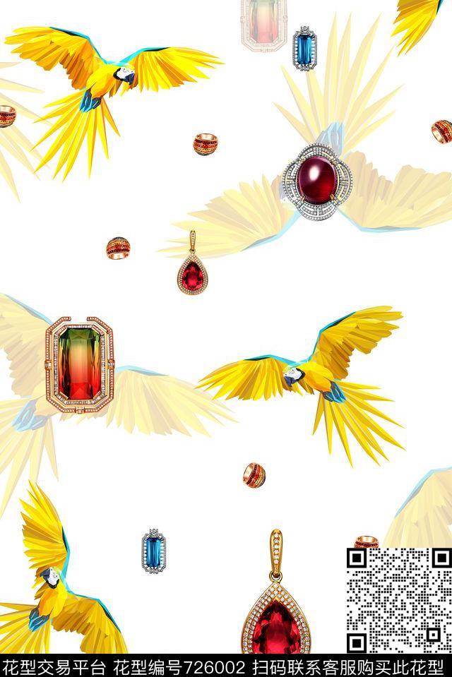 鸟珠宝宝石数码印花华亿平台下载（图片编号: 726002） - 瓦栏（Walan）