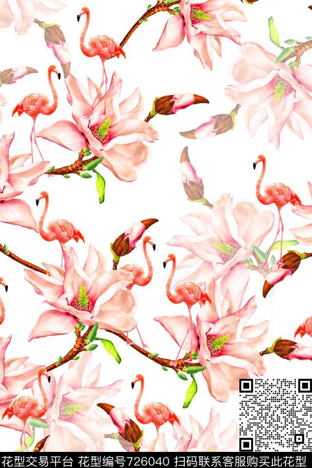 花卉泳装鸟数码印花华亿平台下载（图片编号: 726040） - 瓦栏（Walan）