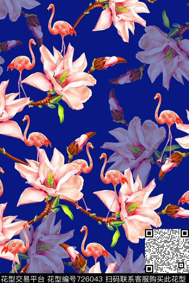 花卉泳装鸟数码印花华亿平台下载（图片编号: 726043） - 瓦栏（Walan）