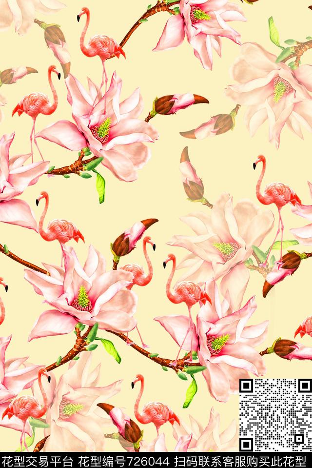 花卉泳装鸟数码印花华亿平台下载（图片编号: 726044） - 瓦栏（Walan）