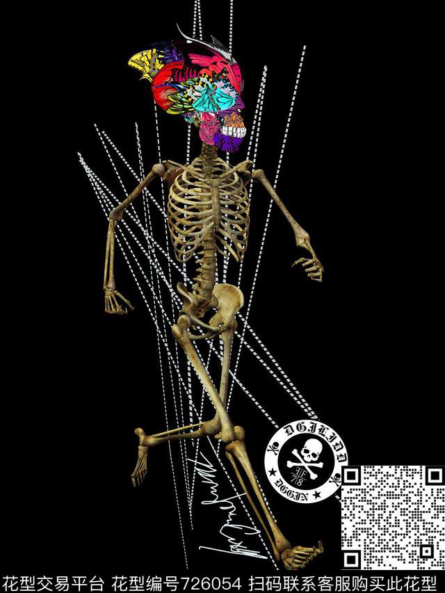 几何抽象骷髅头数码印花华亿平台下载（图片编号: 726054） - 瓦栏（Walan）