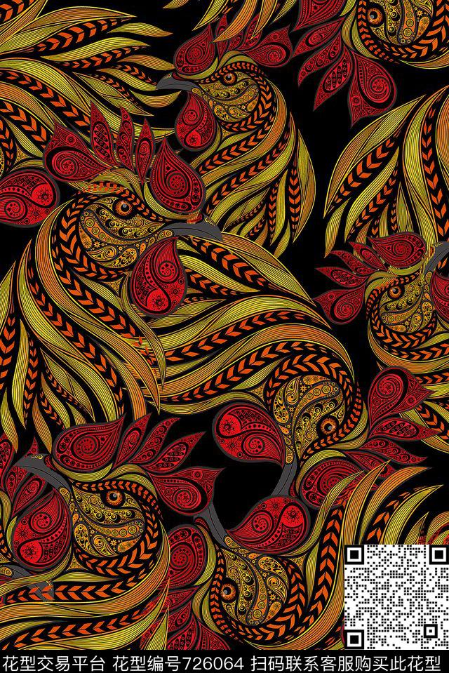 鸡佩斯丽民族风数码印花华亿平台下载（图片编号: 726064） - 瓦栏（Walan）