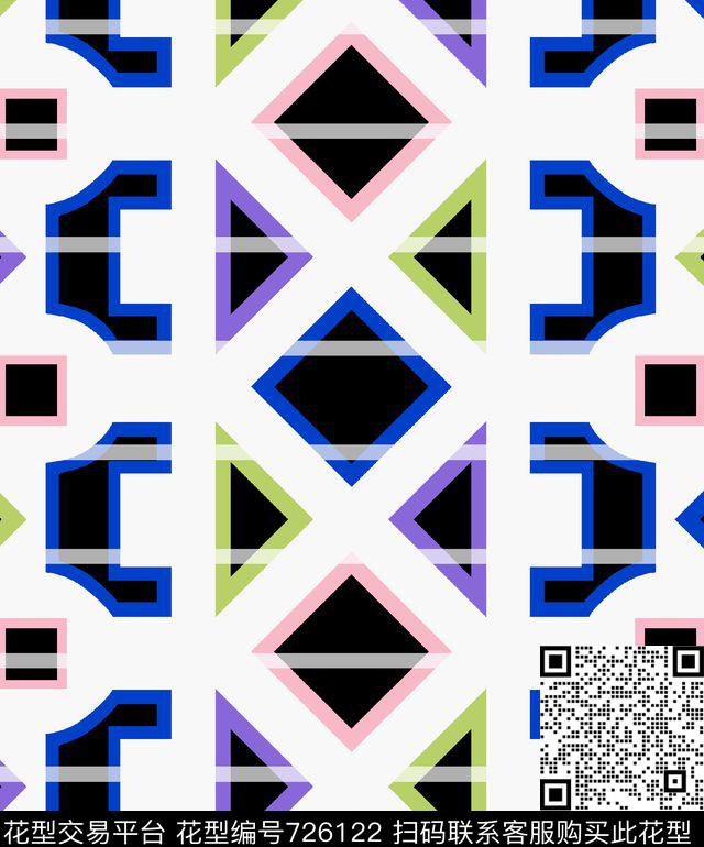 几何沙滩裤菱形传统印花华亿平台下载（图片编号: 726122） - 瓦栏（Walan）