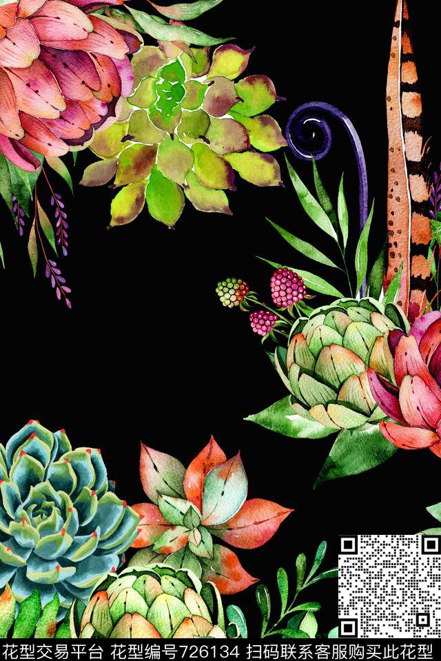 多肉数码花卉类花卉数码印花华亿平台下载（图片编号: 726134） - 瓦栏（Walan）
