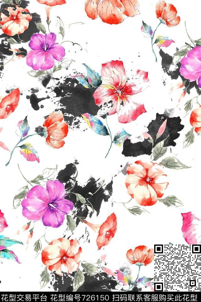 大花花朵花卉数码印花华亿平台下载（图片编号: 726150） - 瓦栏（Walan）