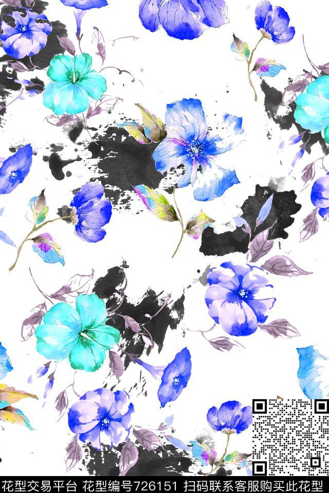 大花花朵花卉数码印花华亿平台下载（图片编号: 726151） - 瓦栏（Walan）