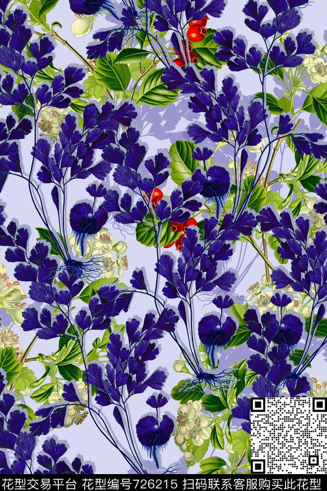 叶子树叶手绘植物数码印花华亿平台下载（图片编号: 726215） - 瓦栏（Walan）