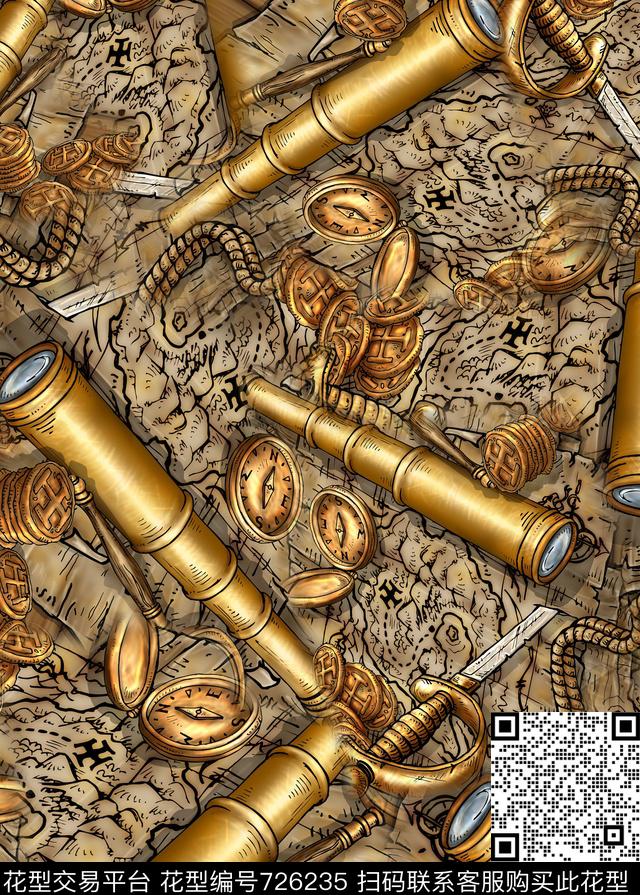 复古风欧式钱币数码印花华亿平台下载（图片编号: 726235） - 瓦栏（Walan）