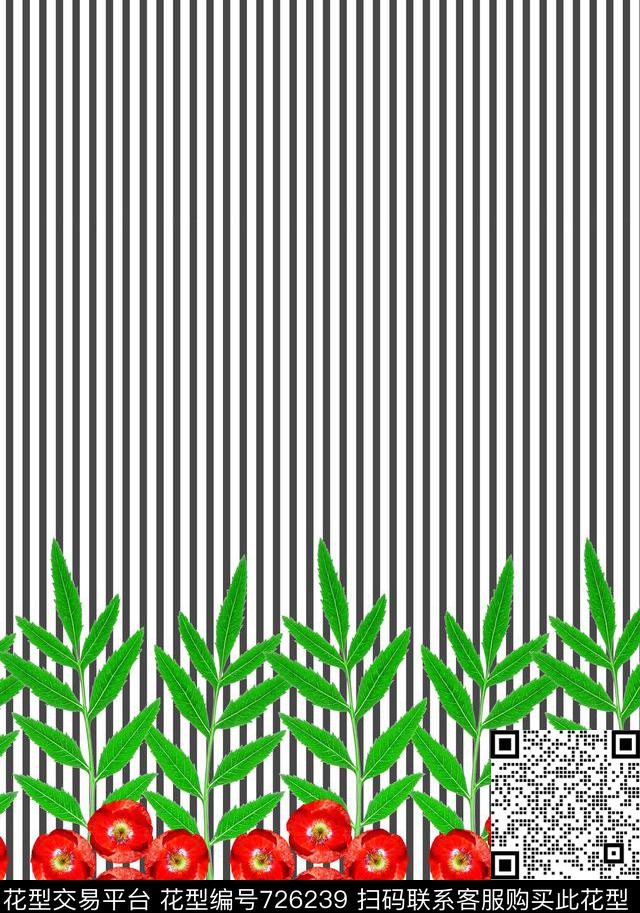 时尚清新花卉树叶数码印花华亿平台下载（图片编号: 726239） - 瓦栏（Walan）