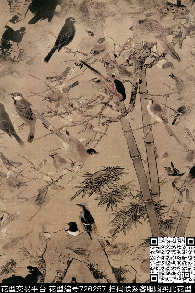 山水画国画中国风数码印花华亿平台下载（图片编号: 726257） - 瓦栏（Walan）