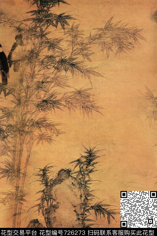 国画中国风复古数码印花华亿平台下载（图片编号: 726273） - 瓦栏（Walan）