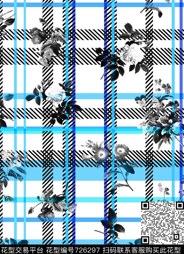 花朵几何小清新数码印花华亿平台下载（图片编号: 726297） - 瓦栏（Walan）