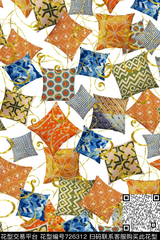 不规则几何小方块方格数码印花华亿平台下载（图片编号: 726312） - 瓦栏（Walan）