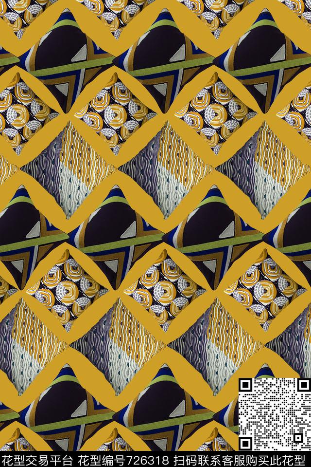 小方块方格三角形数码印花华亿平台下载（图片编号: 726318） - 瓦栏（Walan）