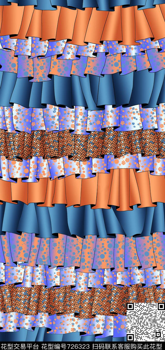 裙子华亿平台女装华亿平台波浪数码印花华亿平台下载（图片编号: 726323） - 瓦栏（Walan）