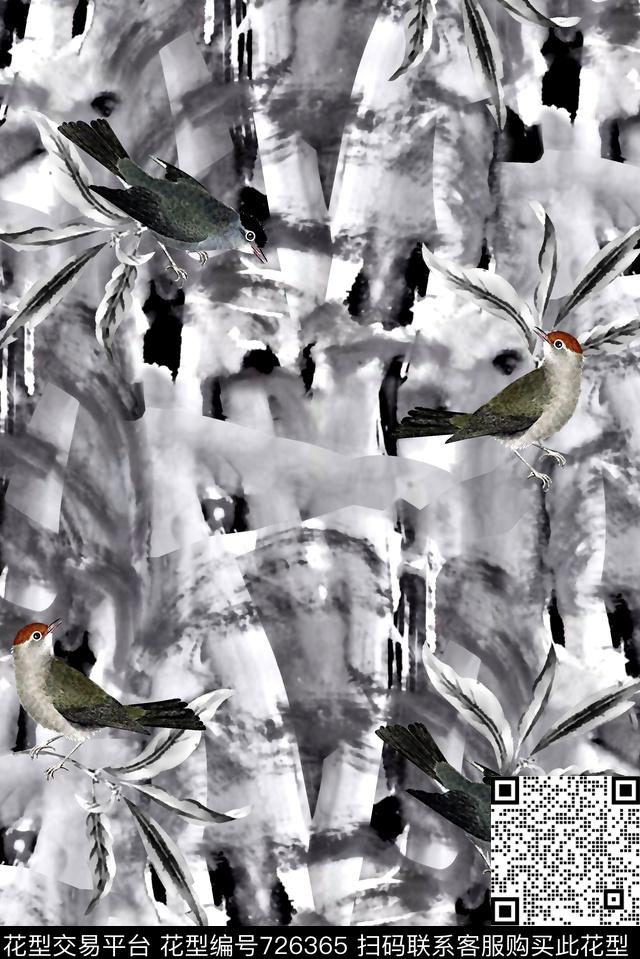 抽象纹理底纹鸟男装夹克华亿平台数码印花华亿平台下载（图片编号: 726365） - 瓦栏（Walan）