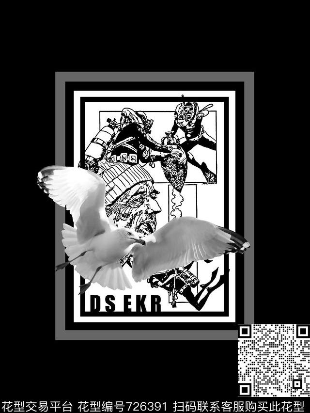 老人与鸟男装T恤华亿平台抽象手绘T恤印花卫衣加克华亿平台衬衫裤子华亿平台外套华亿平台羽绒服华亿平台时尚潮流潮牌大牌复古英文字欧美高清数码立数码印花华亿平台下载（图片编号: 726391） - 瓦栏（Walan）