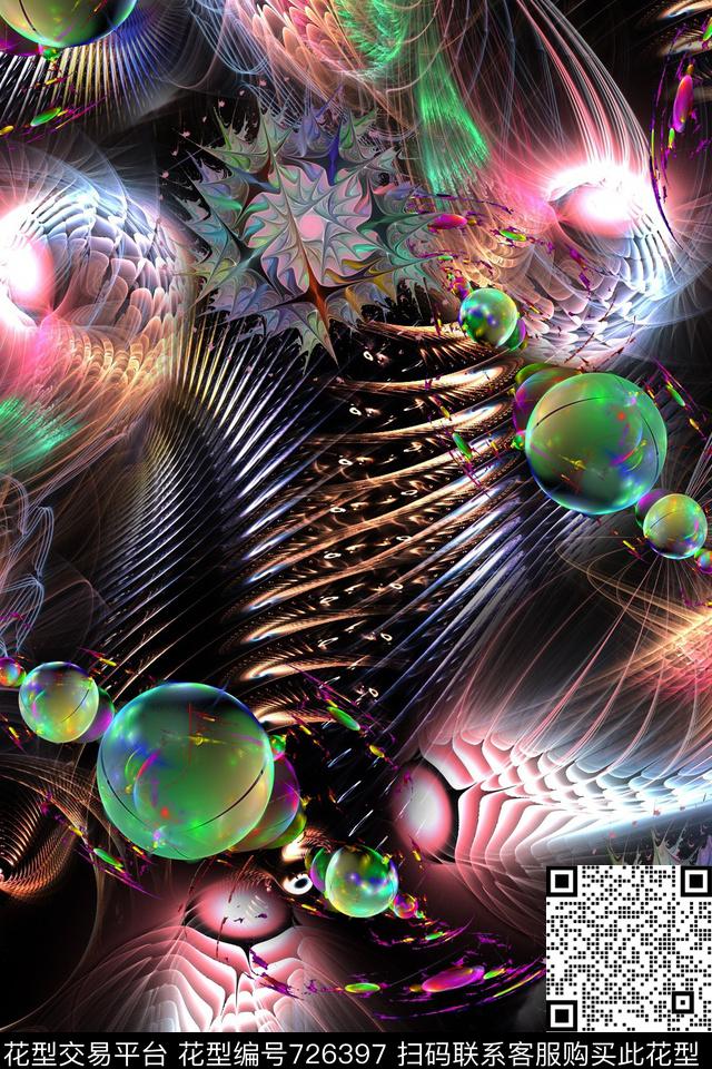 抽象分形暗黑数码印花华亿平台下载（图片编号: 726397） - 瓦栏（Walan）